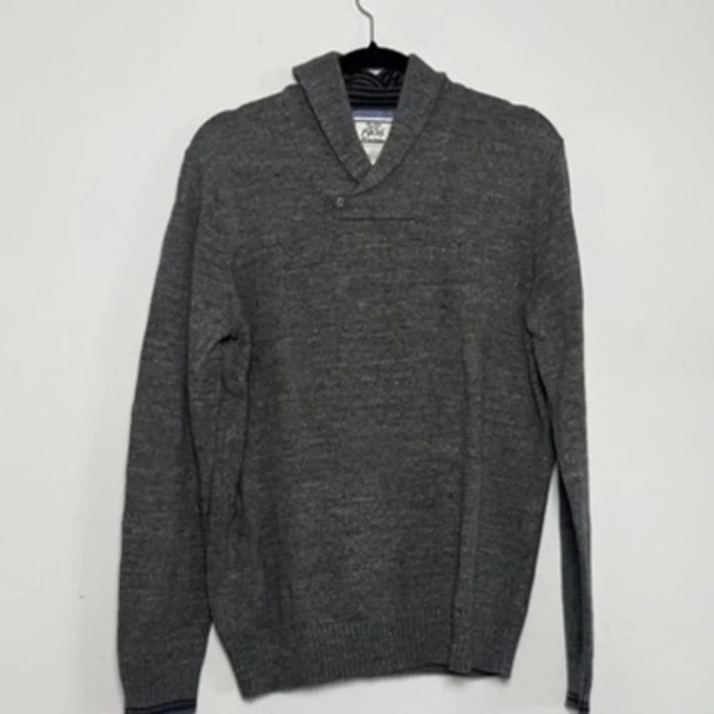 Jos. A. Bank 1905 Sweater Mens Medium Gray Shawl Collar Cotton Pullover Preppy - Picture 2 of 9